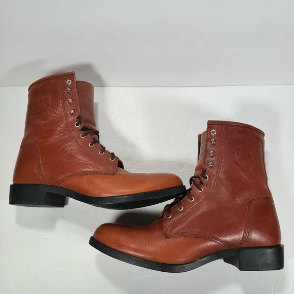 Ariat Brown Leather A-2 Competitor Roper Lace Up Work Boots Men Size 8.5