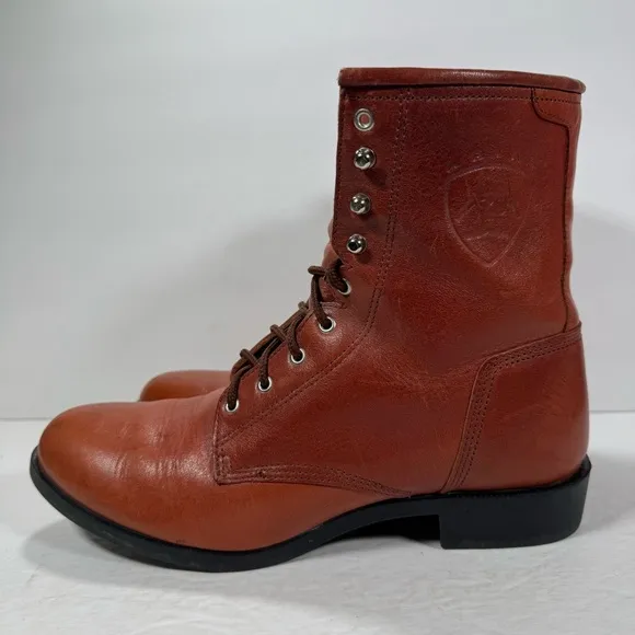 Ariat Brown Leather A-2 Competitor Roper Lace Up Work Boots Men Size 8.5
