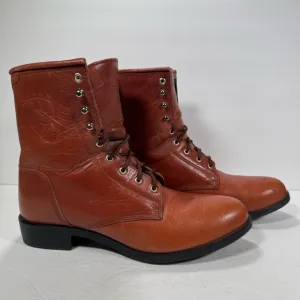 Ariat Brown Leather A-2 Competitor Roper Lace Up Work Boots Men Size 8.5