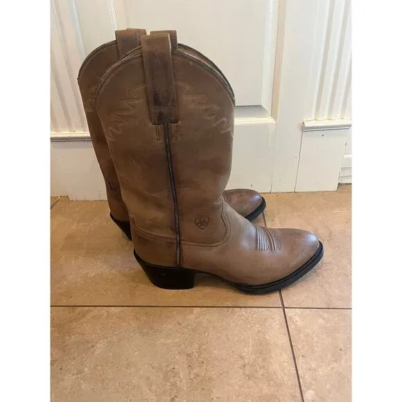 Ariat Brown Leather Boots Men Unisex 8D Western Cowboy Country Cowboy Aztec Barn