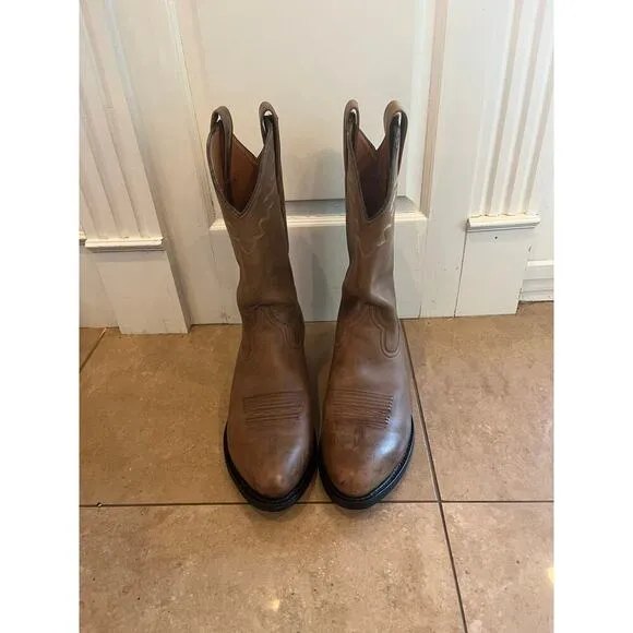 Ariat Brown Leather Boots Men Unisex 8D Western Cowboy Country Cowboy Aztec Barn