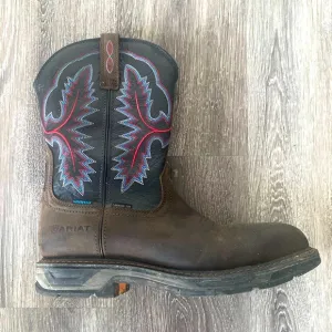 Ariat carbon toe waterproof leather cowboy boots pull multi color embroidered