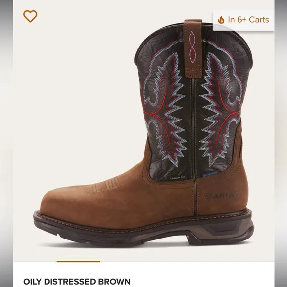 Ariat carbon toe waterproof leather cowboy boots pull multi color embroidered