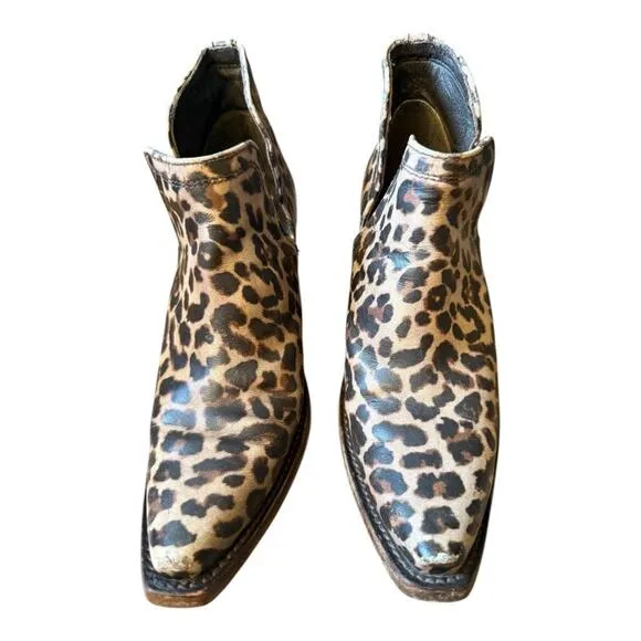 Ariat Dixon Distressed Leopard Western Bootie Boot Women size 7