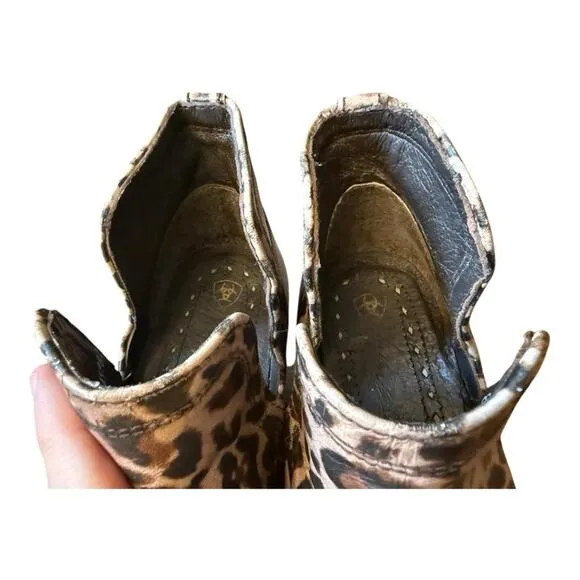 Ariat Dixon Distressed Leopard Western Bootie Boot Women size 7