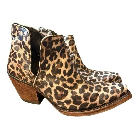 Ariat Dixon Distressed Leopard Western Bootie Boot Women size 7