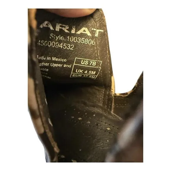 Ariat Dixon Distressed Leopard Western Bootie Boot Women size 7