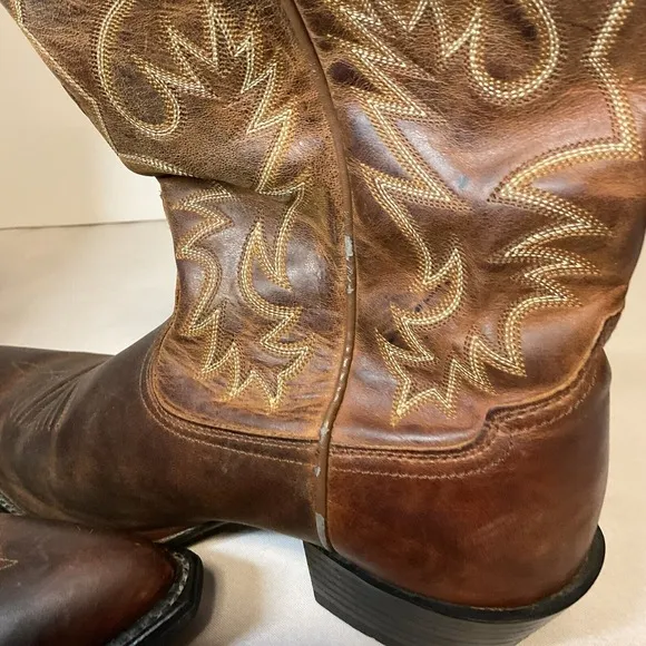 ARIAT Heritage R Toe Brown Western Cowboy Boots Men's Size 10.5 D Leather NICE!