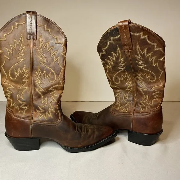 ARIAT Heritage R Toe Brown Western Cowboy Boots Men's Size 10.5 D Leather NICE!