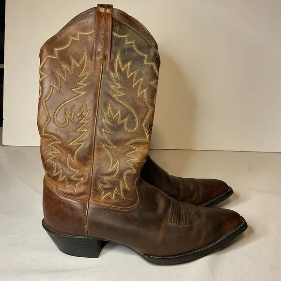 ARIAT Heritage R Toe Brown Western Cowboy Boots Men's Size 10.5 D Leather NICE!
