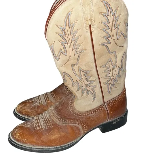 Ariat Heritage Stockman Boots Women Size 7B Brown Tan Leather Round Toe Western