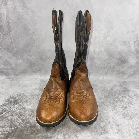Ariat Heritage Stockman Mens Sz 10D Blue Brown Western Boots Leather