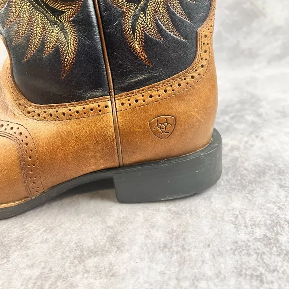 Ariat Heritage Stockman Mens Sz 10D Blue Brown Western Boots Leather
