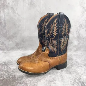 Ariat Heritage Stockman Mens Sz 10D Blue Brown Western Boots Leather