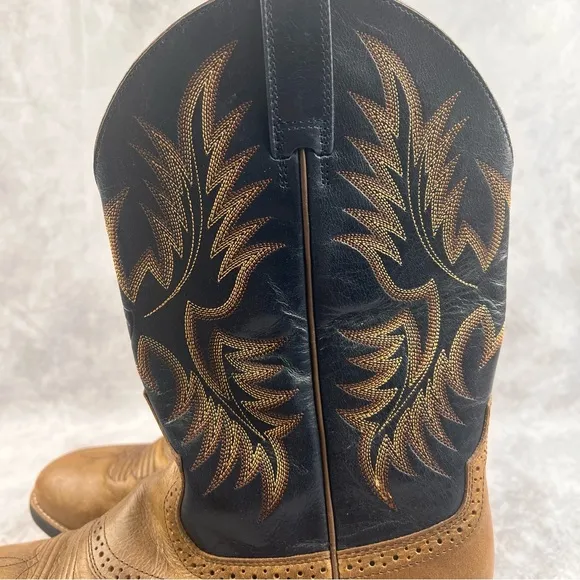 Ariat Heritage Stockman Mens Sz 10D Blue Brown Western Boots Leather