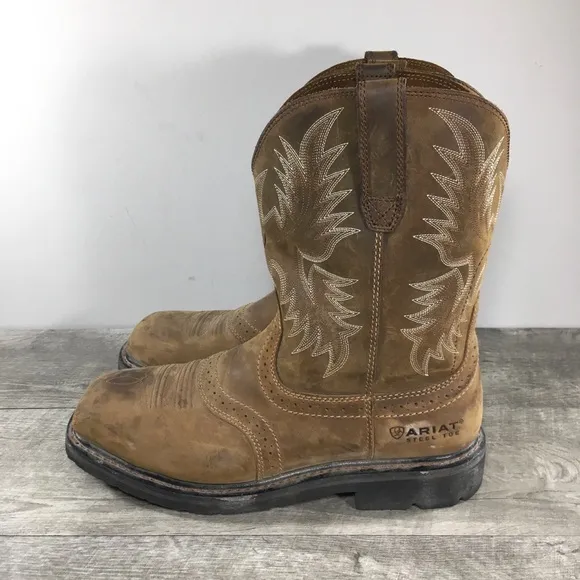 Ariat Men 10010134 Sierra Western Leather Cowboy Wide Steel Square Toe Boots 9.5