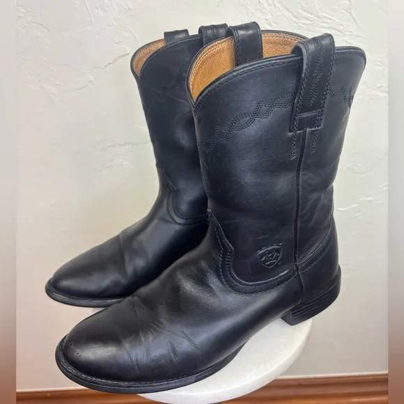 ARIAT Men Western‎ Cowboy Heritage Roper Black Leather Boot Shoe Pull Wide 9EE