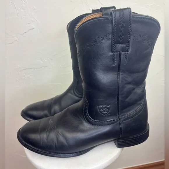 ARIAT Men Western‎ Cowboy Heritage Roper Black Leather Boot Shoe Pull Wide 9EE