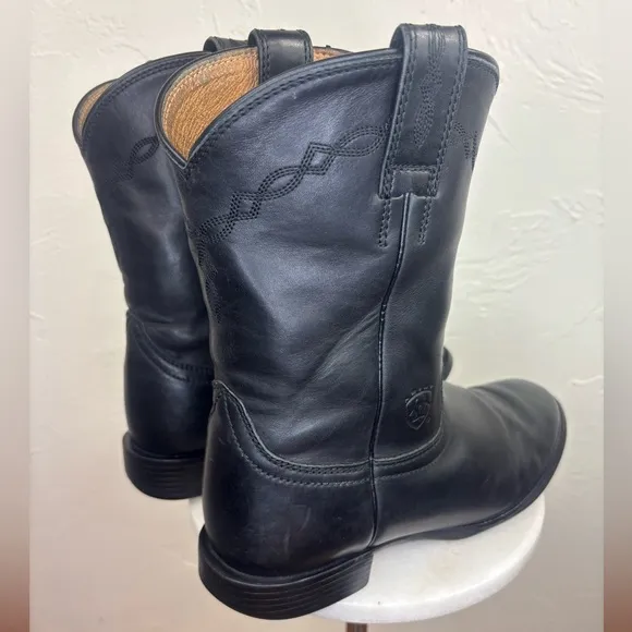 ARIAT Men Western‎ Cowboy Heritage Roper Black Leather Boot Shoe Pull Wide 9EE