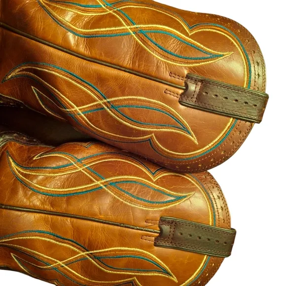 Ariat Men Wide Boots Brown Stitch Design Western Boots Size 9.5EE (Extra Wide)