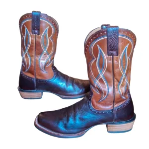 Ariat Men Wide Boots Brown Stitch Design Western Boots Size 9.5EE (Extra Wide)