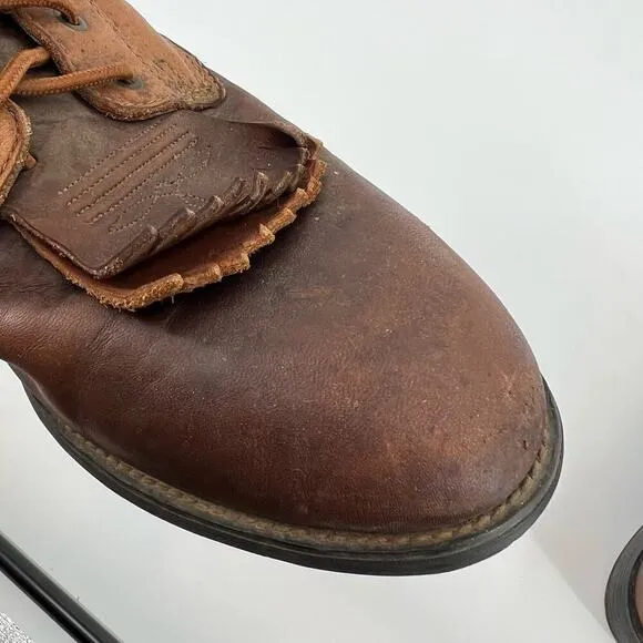 Ariat men’s Heritage Lacer Boots Sz 11.5 Two Tone Brown Leather Western Distress