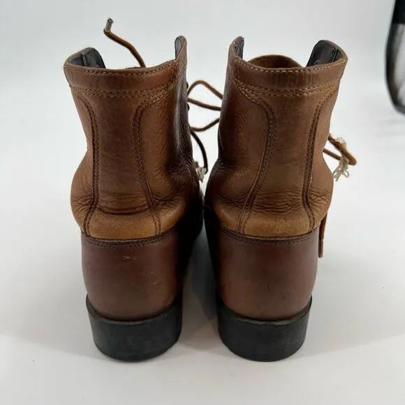 Ariat men’s Heritage Lacer Boots Sz 11.5 Two Tone Brown Leather Western Distress