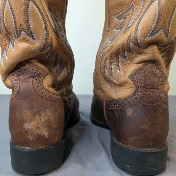 Ariat Men’s Heritage Stockman U-Toe Western Boots Tumbled Brown/Beige Men 8.5 EE