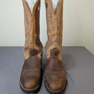 Ariat Men’s Heritage Stockman U-Toe Western Boots Tumbled Brown/Beige Men 8.5 EE