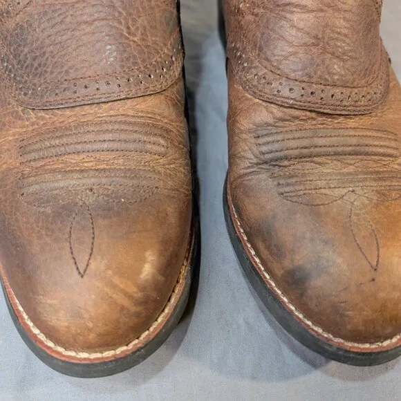 Ariat Men’s Heritage Stockman U-Toe Western Boots Tumbled Brown/Beige Men 8.5 EE