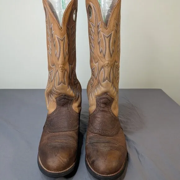 Ariat Men’s Heritage Stockman U-Toe Western Boots Tumbled Brown/Beige Men 8.5 EE