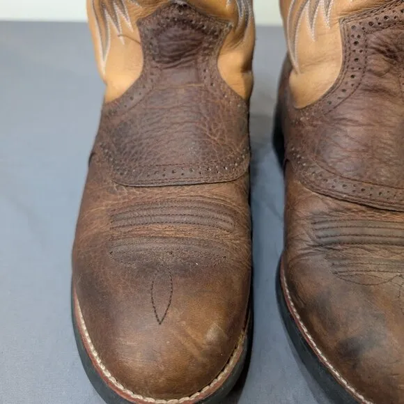 Ariat Men’s Heritage Stockman U-Toe Western Boots Tumbled Brown/Beige Men 8.5 EE