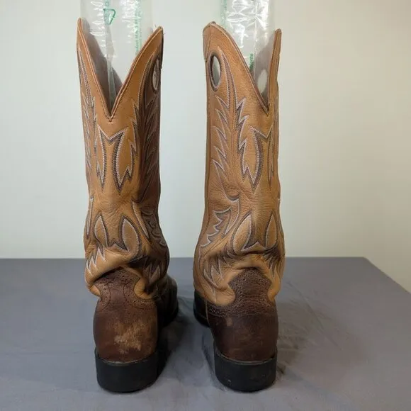 Ariat Men’s Heritage Stockman U-Toe Western Boots Tumbled Brown/Beige Men 8.5 EE