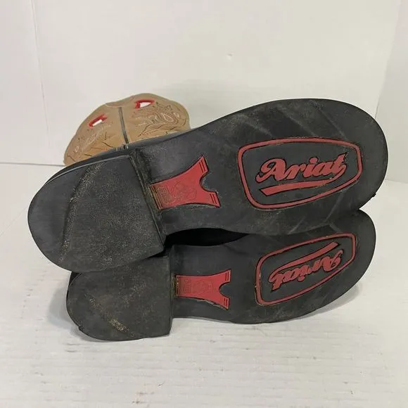 Ariat Men's Round Toe Cowboy Western Boots Black/Brown Two Tone Size 9.5B, 16745
