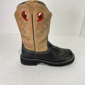 Ariat Men's Round Toe Cowboy Western Boots Black/Brown Two Tone Size 9.5B, 16745