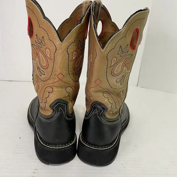 Ariat Men's Round Toe Cowboy Western Boots Black/Brown Two Tone Size 9.5B, 16745