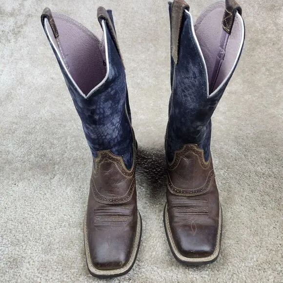 ARIAT Western Boots Women 6 B Leather Square Toe Rodeo Cowgirl Workwear 10015330