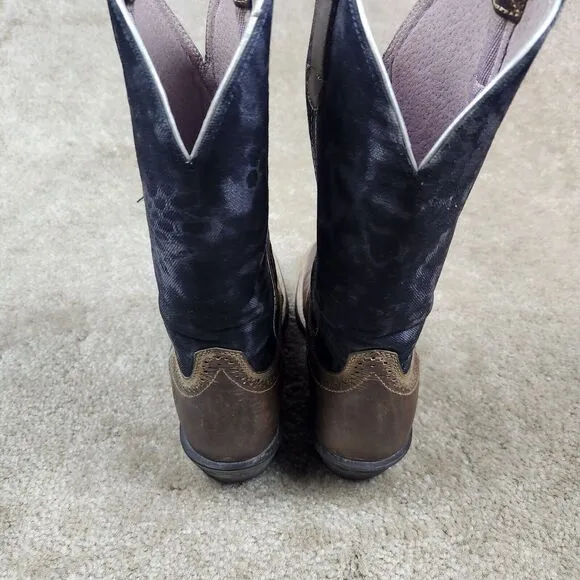 ARIAT Western Boots Women 6 B Leather Square Toe Rodeo Cowgirl Workwear 10015330
