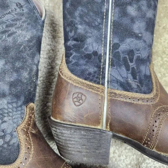 ARIAT Western Boots Women 6 B Leather Square Toe Rodeo Cowgirl Workwear 10015330