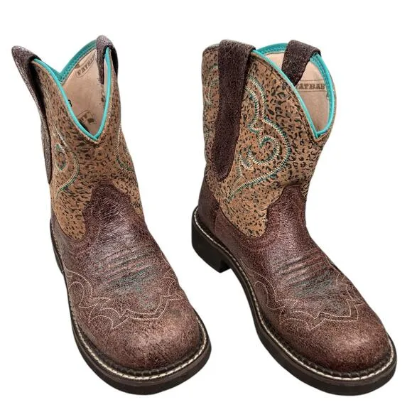 Ariat Women’s Fatbaby Brown Leopard Western Cowgirl Boots Size US 6.5