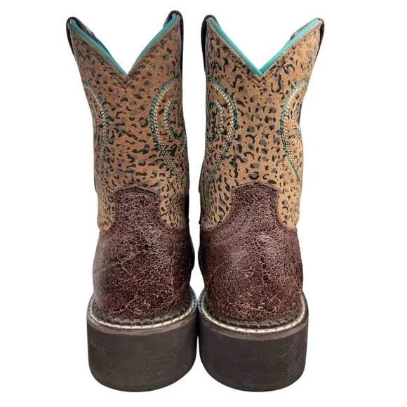 Ariat Women’s Fatbaby Brown Leopard Western Cowgirl Boots Size US 6.5