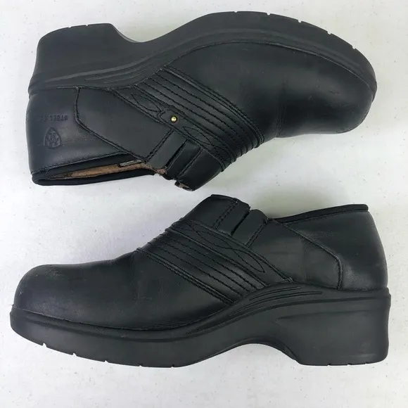 Ariat Women's Steel Toe Clog Work Shoes 10002368 Black Leather Size 9C