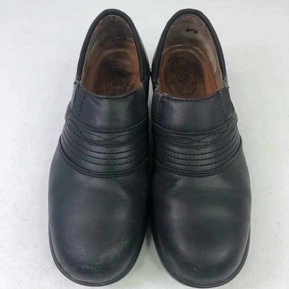 Ariat Women's Steel Toe Clog Work Shoes 10002368 Black Leather Size 9C