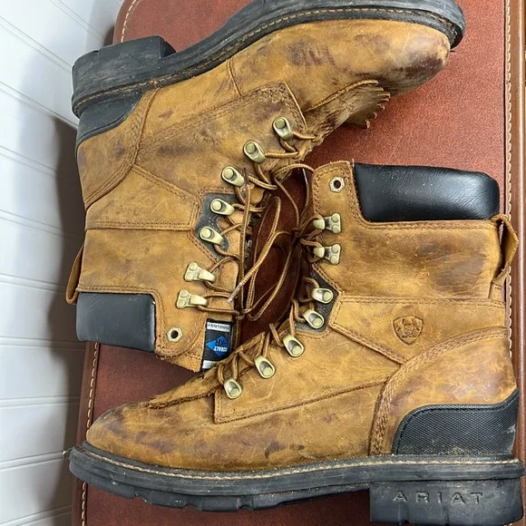 Ariat Workhog 8” Waterproof Leather Work Boots Size 10EE