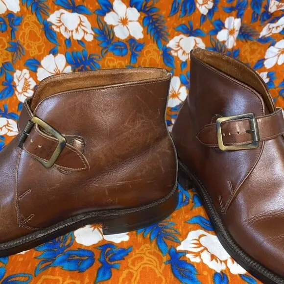 Aristocraft Spartacus VTG 70s Men Brown Leather Ankle Boots Sz 81/2 B- AA 554101