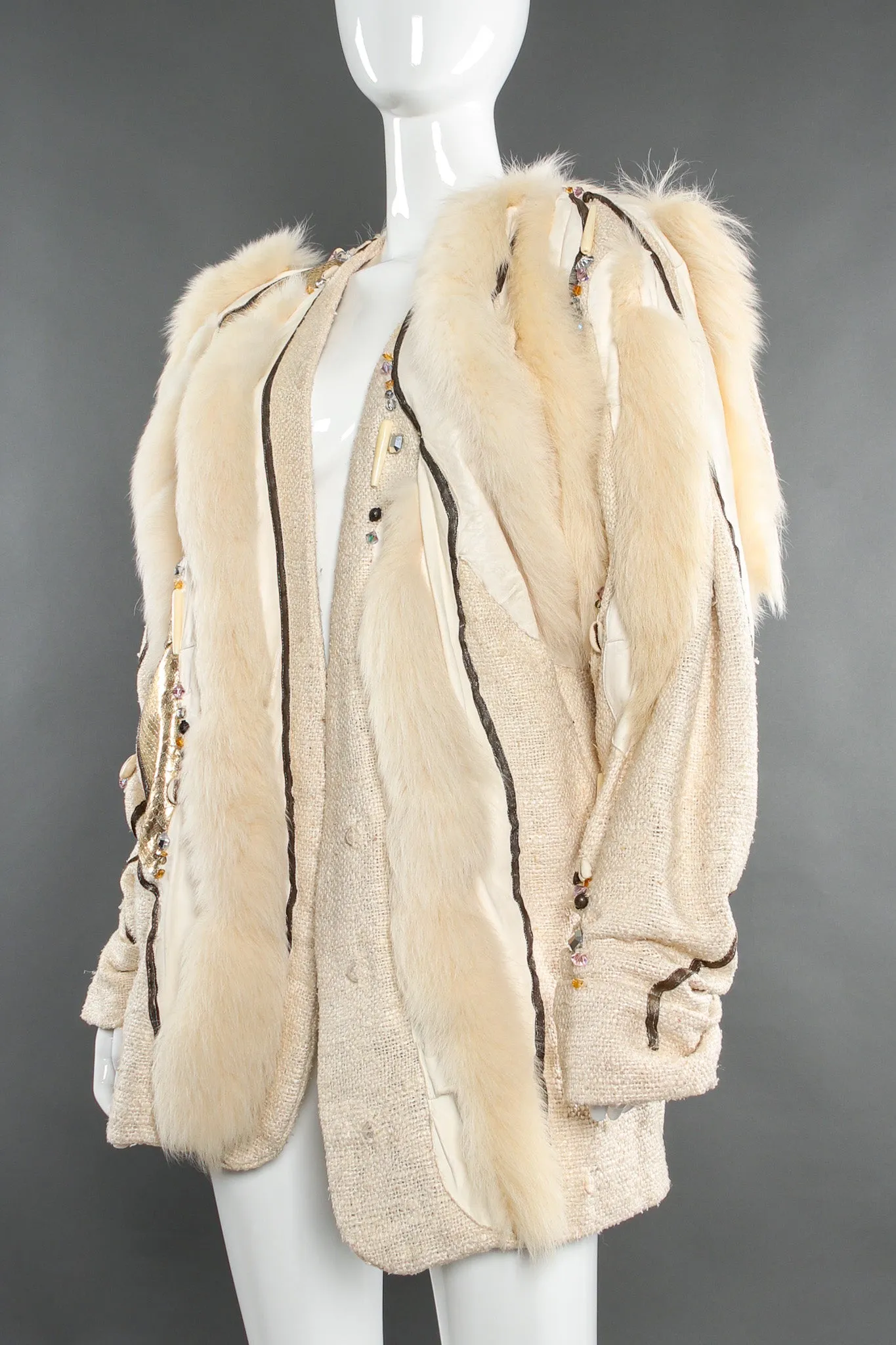 Artisanal Leather Fur Patchwork Jacket