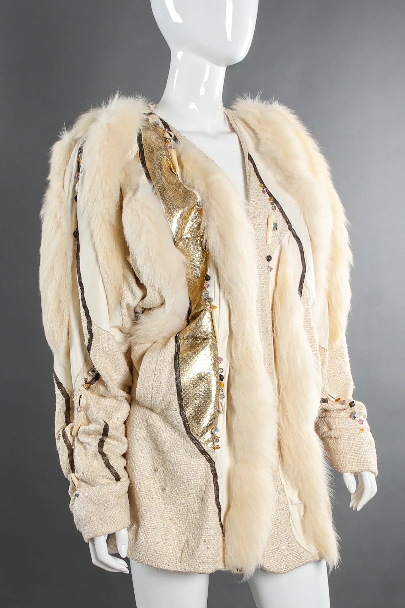 Artisanal Leather Fur Patchwork Jacket