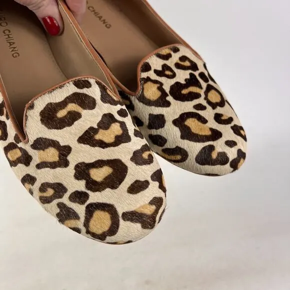 Arturo Chiang loafers women's size 7.5 cheetah print tan brown minimalist shoes