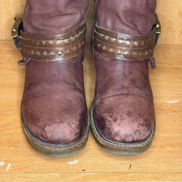 A.S. 98 Sebastian Boots Women EU 39 US 9 Distressed Leather Moto Boots Side Zip