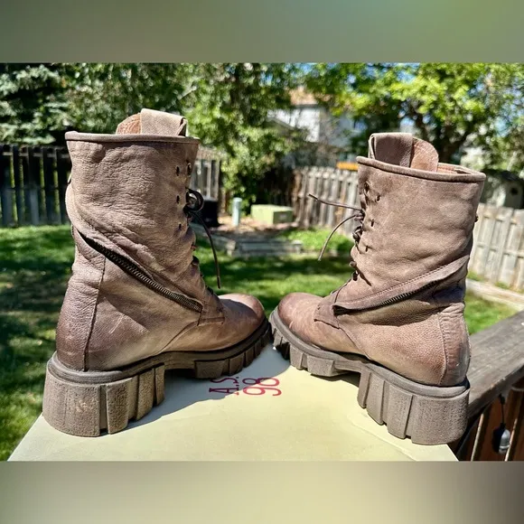 AS98 Haider Brown Leather Combat Boots, Size 41 (10)